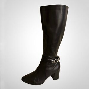BLEEKER & BOND Claudia Black Leather Knee-High Boots